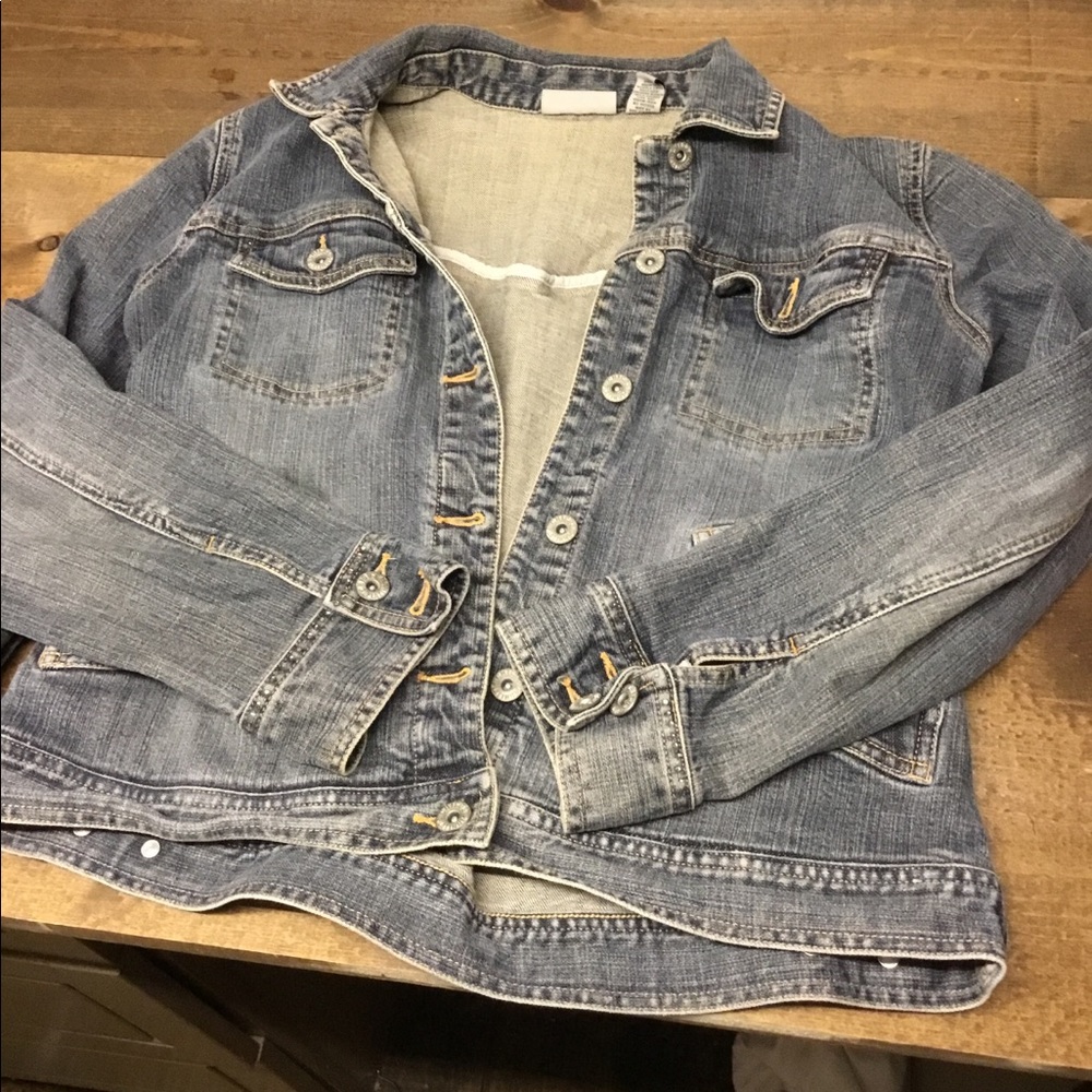 Chico Platinum distressed denim jacket. Sz 0